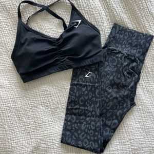 gymshark adapt animal seamless legging & ruched training sports bra - black